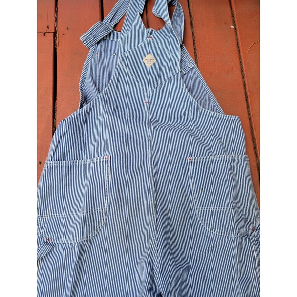 Vintage BIG MAC jc penneys Square Bak Overalls Hickory Stripe 44X 30 made in usa - Picture 11 of 13
